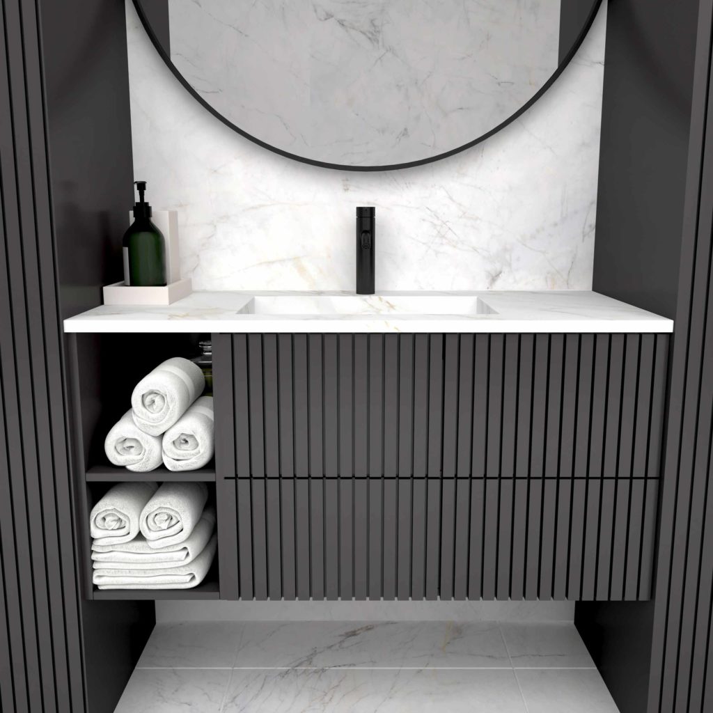 Kniven_100cm 2cm Single bowl_Carrara Gold 1