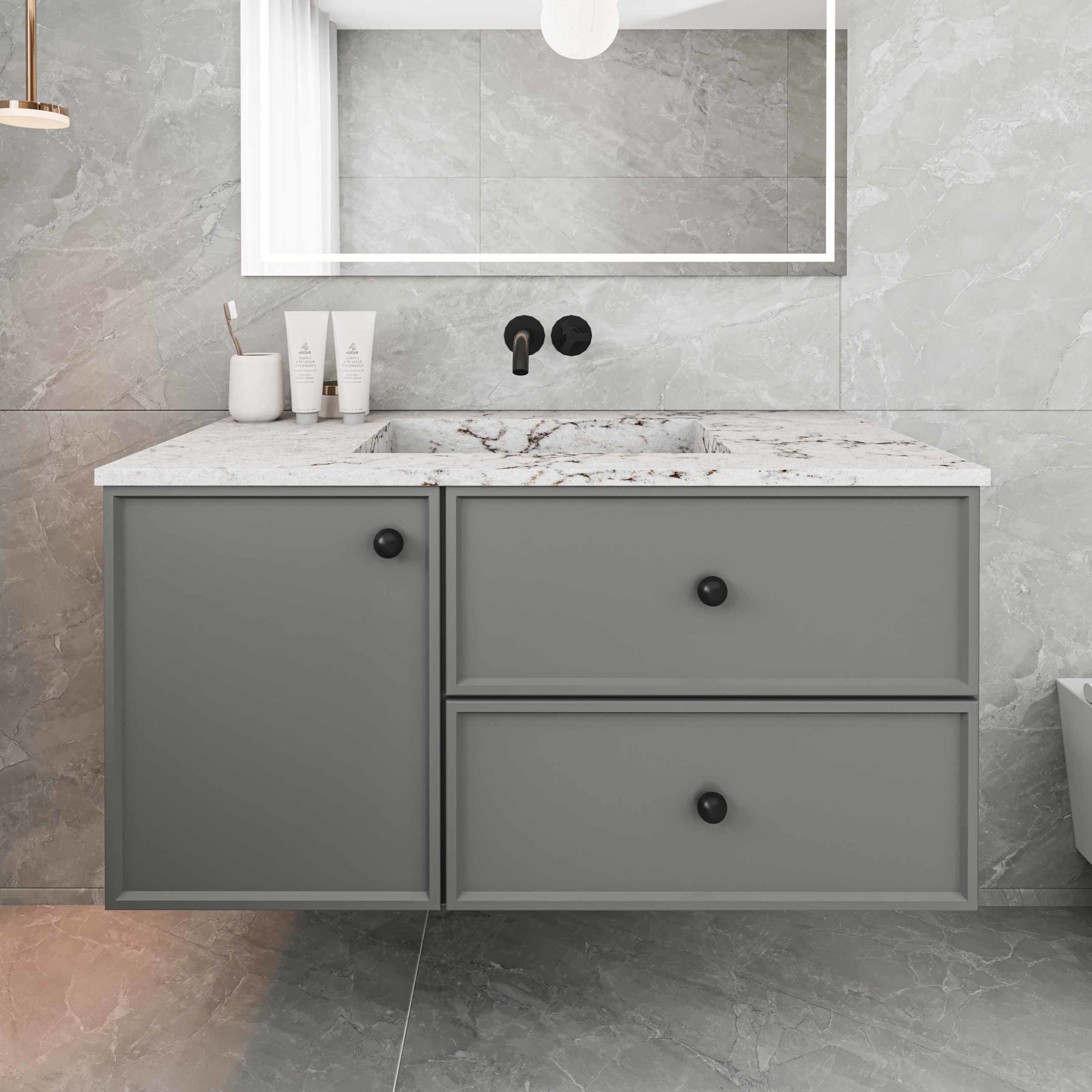 Designer servant i stein for baderomsinnredning