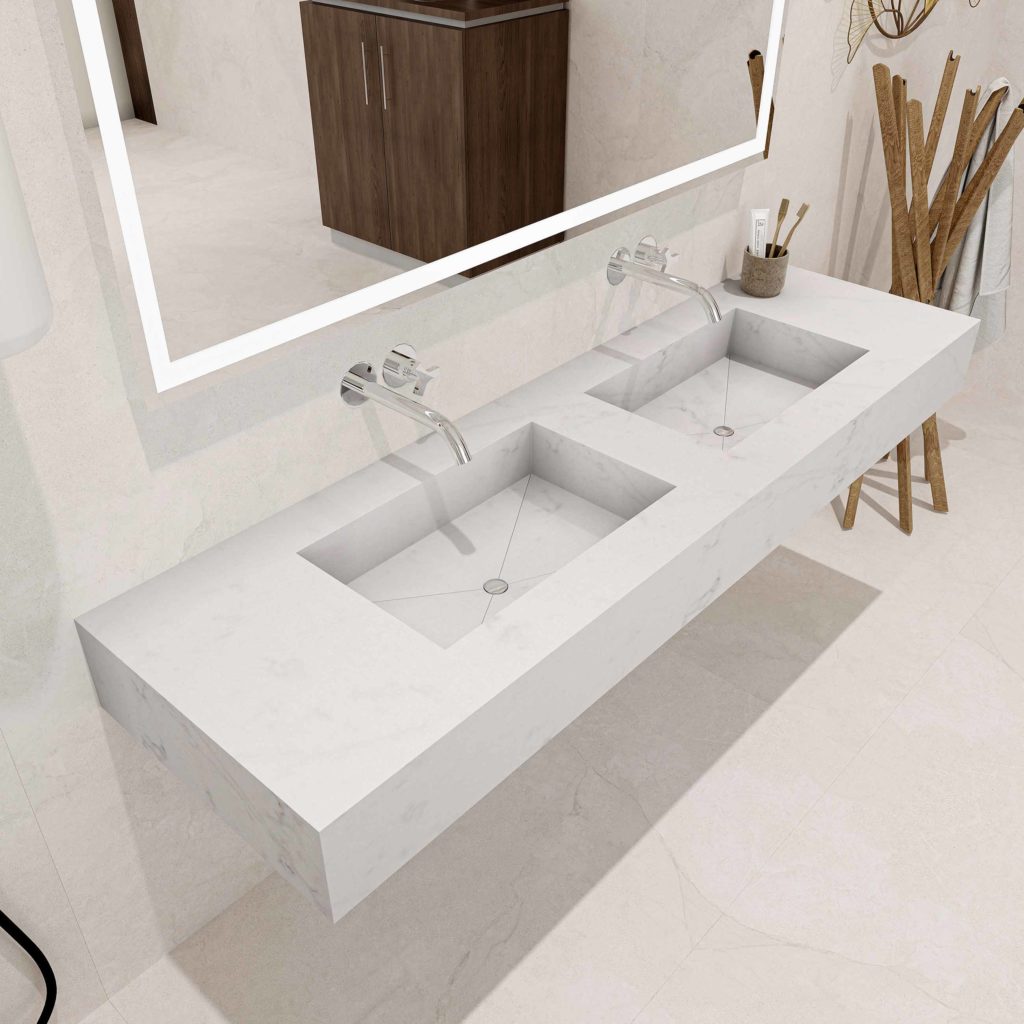 Monin_160cm 15cm Double bowl_Monin_Frosty Statuario