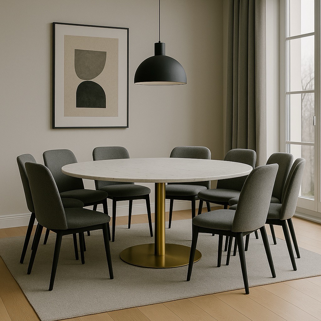 Rundt spisebord i stein for 4, 6 og 8 personer